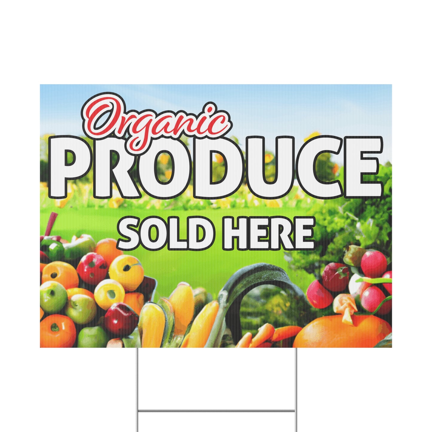 Organic Produce Sold Here Yard Sign