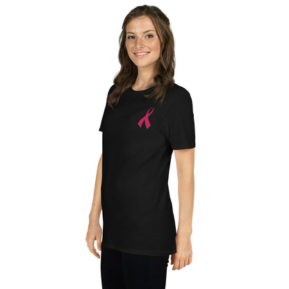 Pink Ribbon Awareness Embroidered Soft T-Shirt Ladies