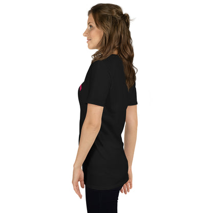 Pink Ribbon Awareness Embroidered Soft T-Shirt Side View