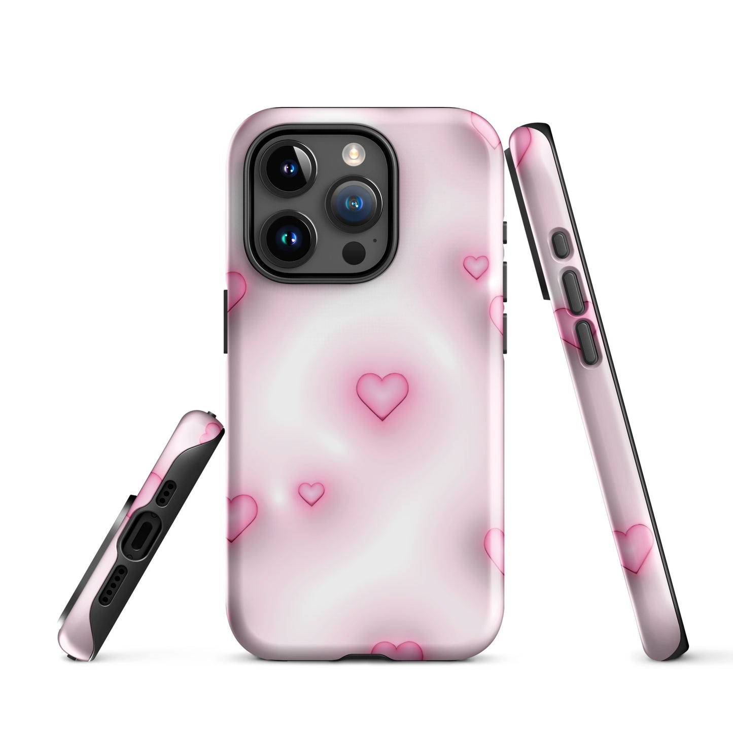 Pink Soft Hearts iPhone 15 Pro Case