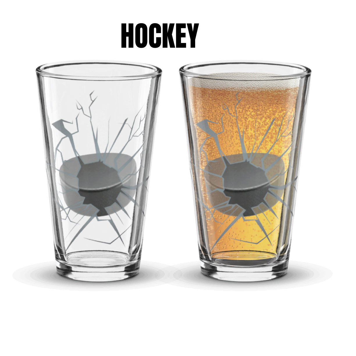 Pint Glass Smash Through 3D Effect Hockey