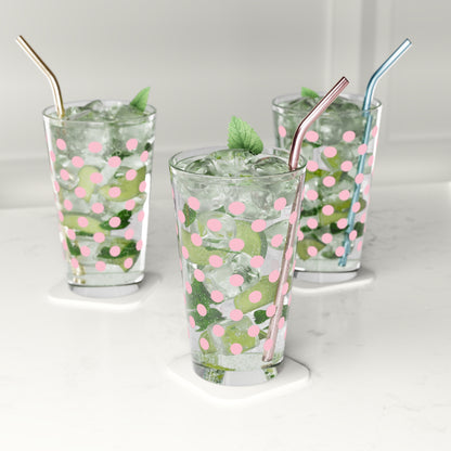 Polka Dot Pint Glasses Pink