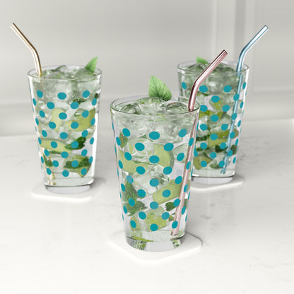 Polka Dot Pint Glasses Teal