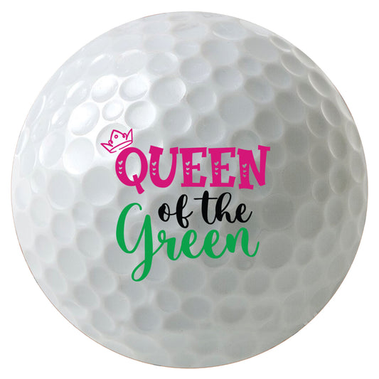 Queen of the Green Golf Balls, Time to Par-Tee Golf Balls, 3-Pack Printed White Golf Balls