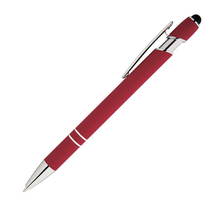 Red pen with silver accents on a white background