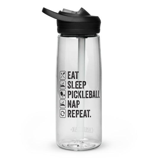 Pickleball Eat Sleep Pickleball Nap Repeat Sports Cambelbak Water Bottle Black Print