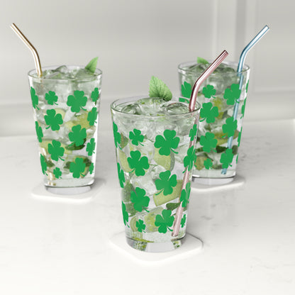 St Patricks Day Pint Glass Four Leaf Clover