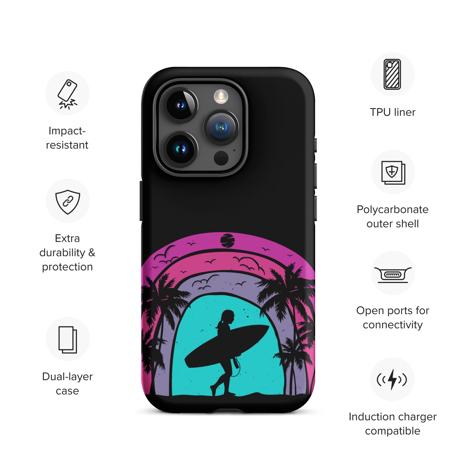 Surfer Girl at Night Tough Case for iPhone