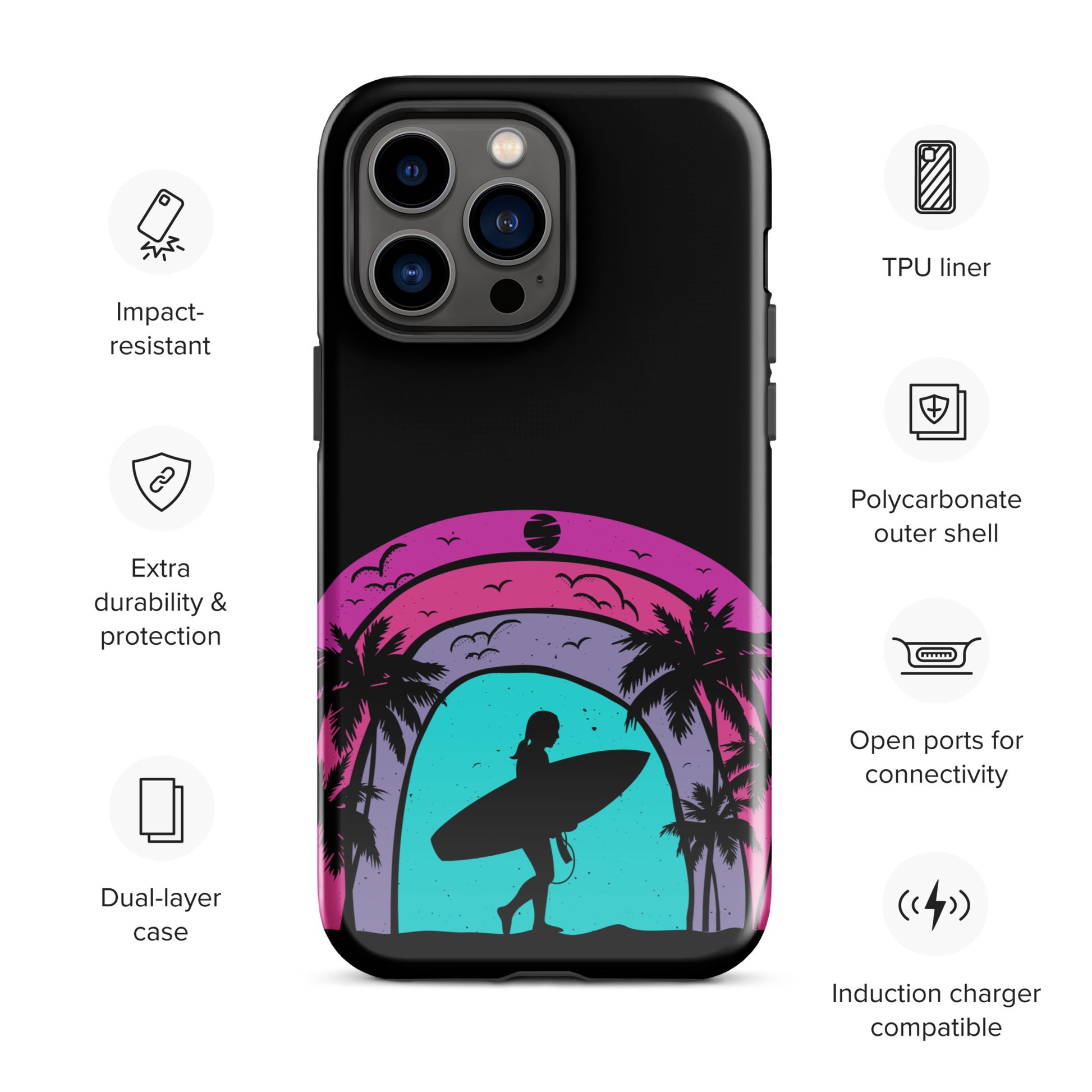 Surfer Girl at Night Tough Case for iPhone