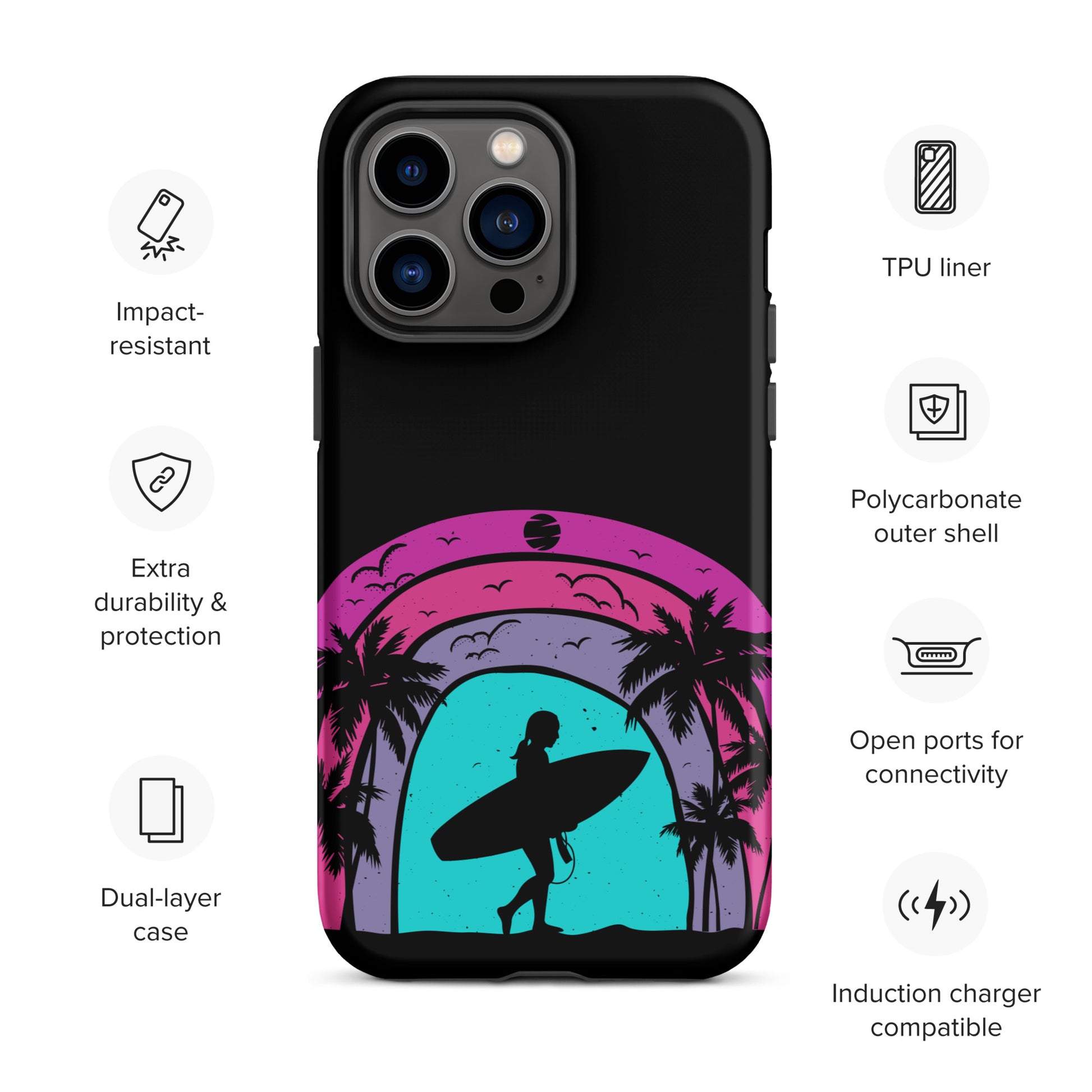 Surfer Girl at Night Tough Case for iPhone