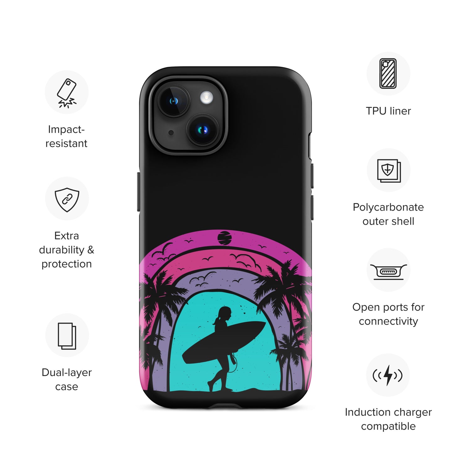 Surfer Girl at Night Tough Case for iPhone