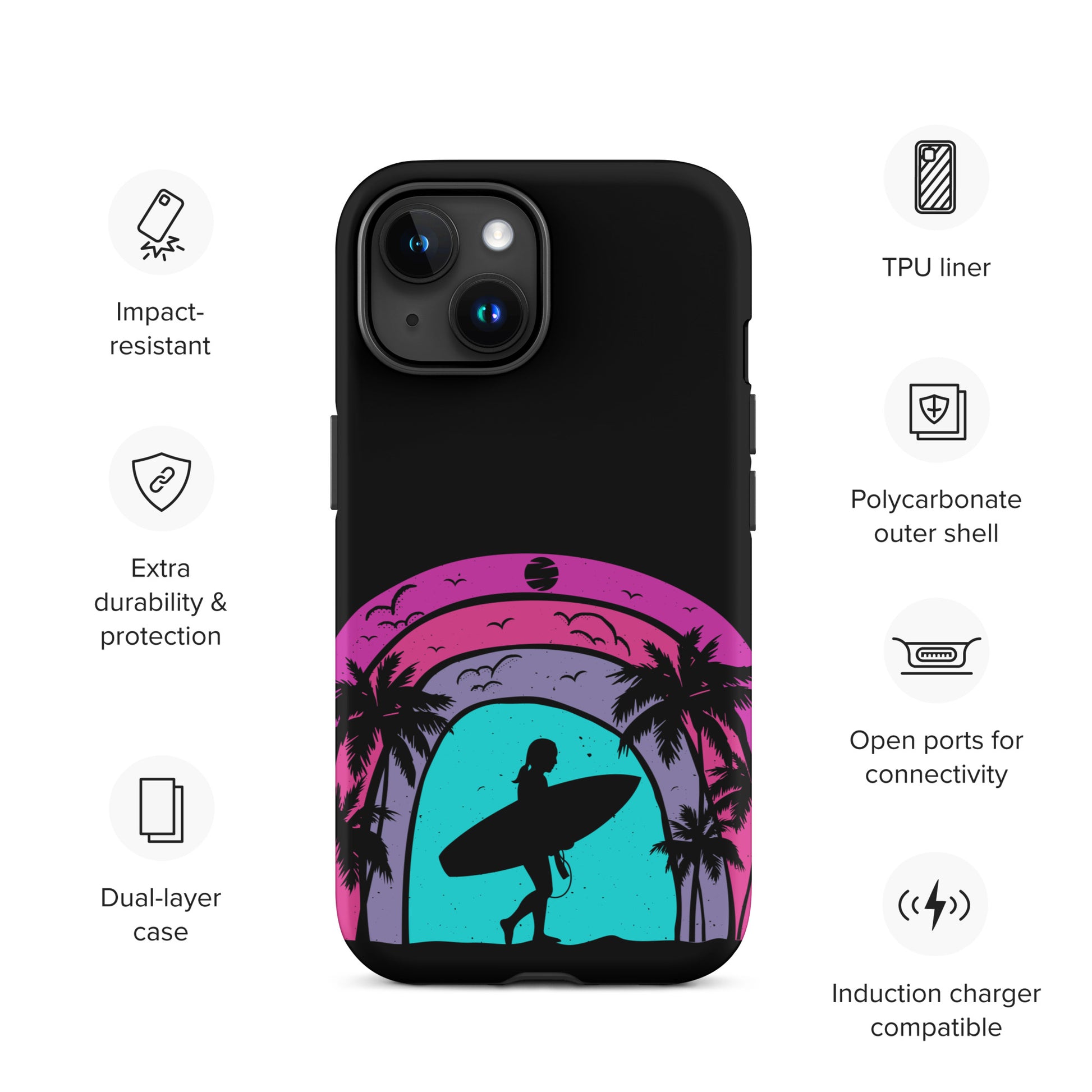 Surfer Girl at Night Tough Case for iPhone