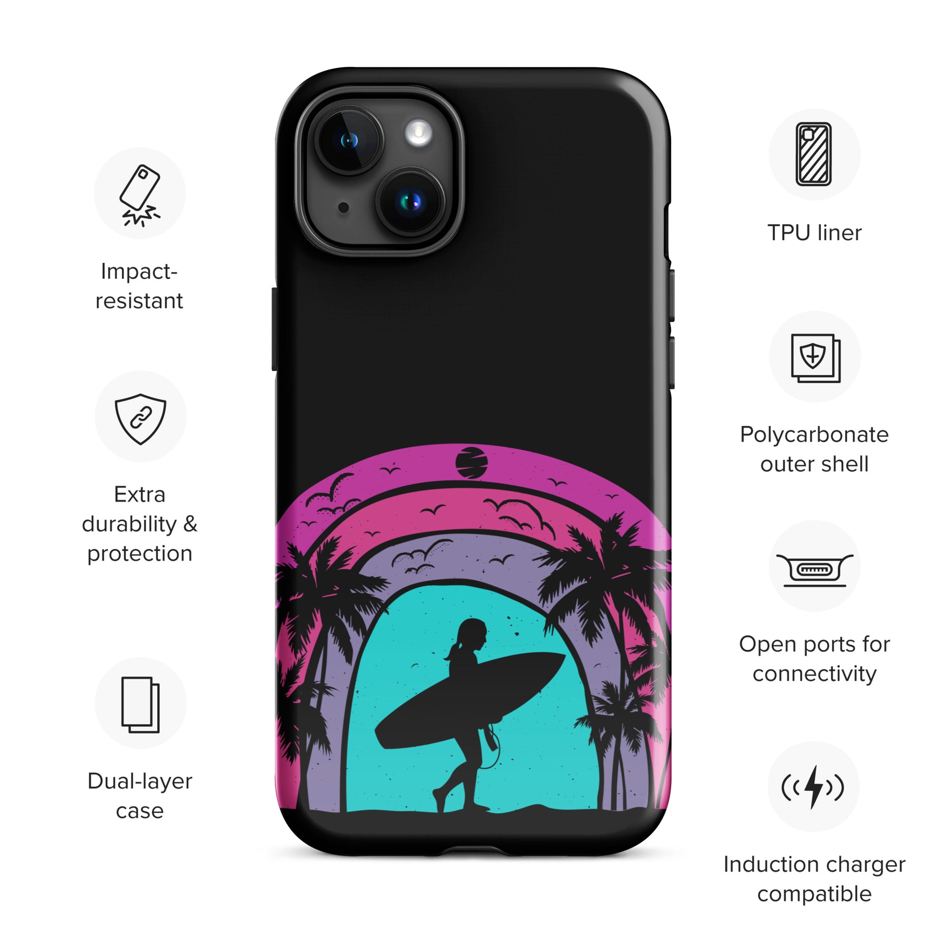 Surfer Girl at Night Tough Case for iPhone