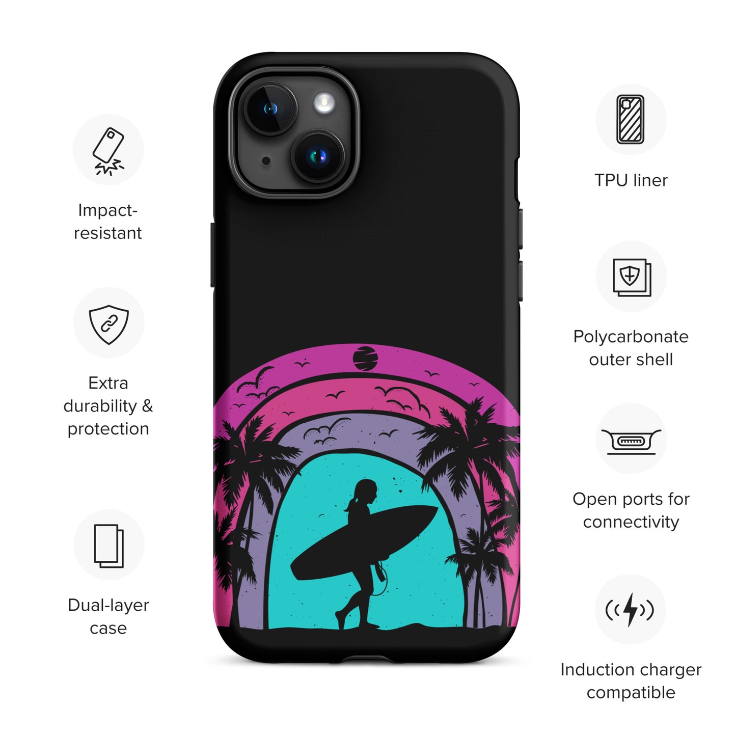 Surfer Girl at Night Tough Case for iPhone