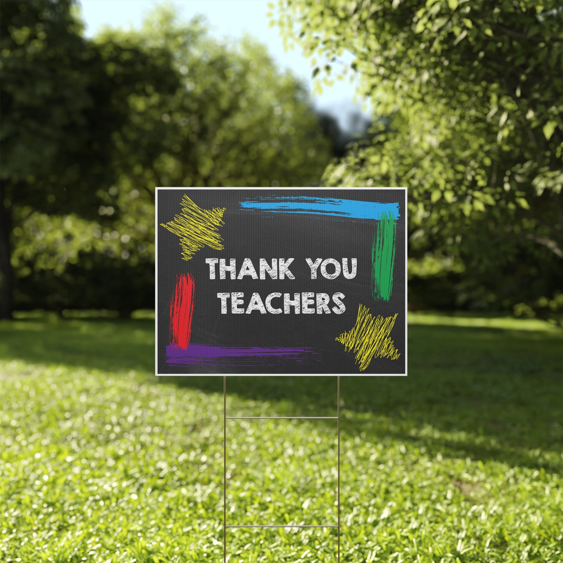 Teacher Appreciation Chalkboard Stars Yard Sign