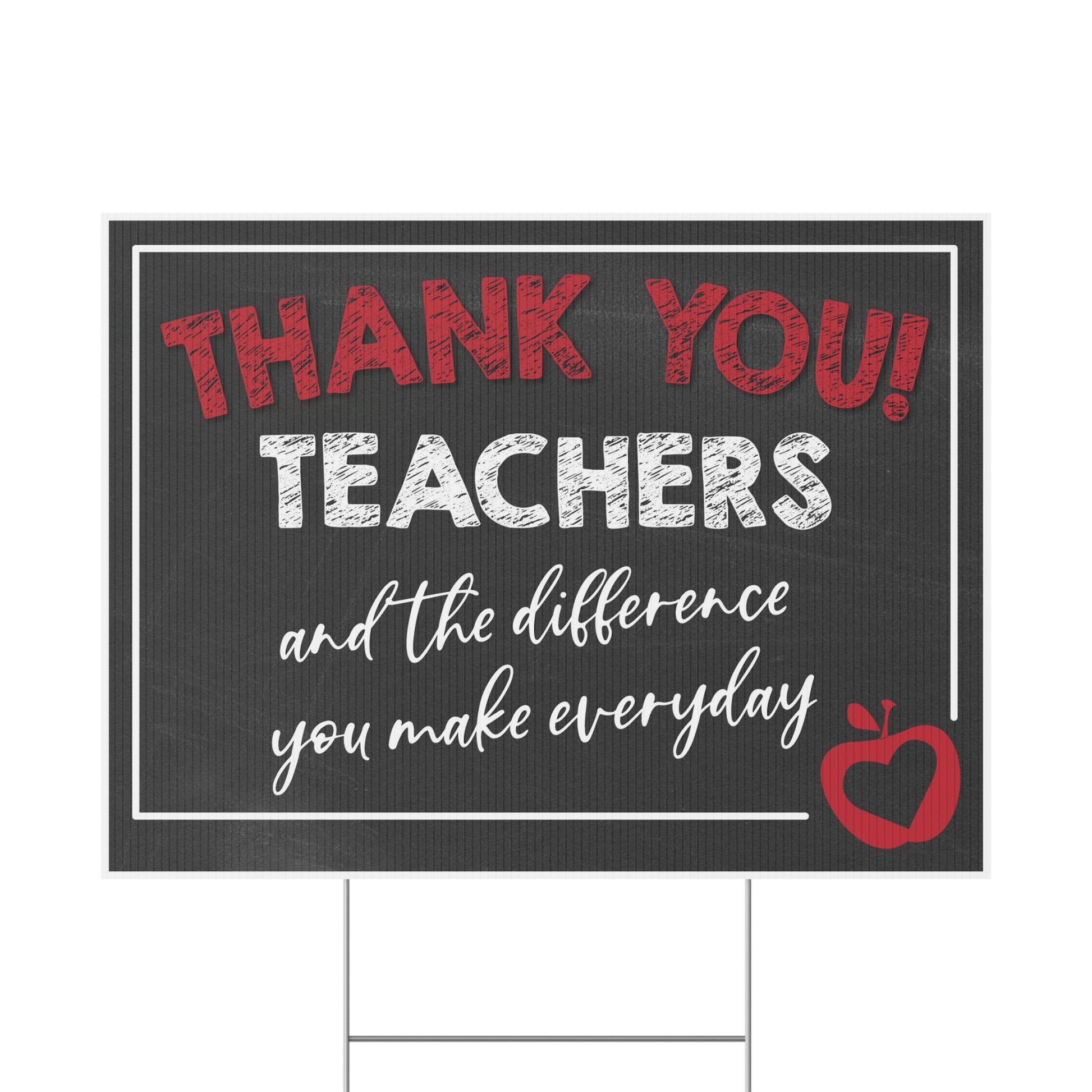 Thank You Teachers Apple Chalkboard Yard Sign