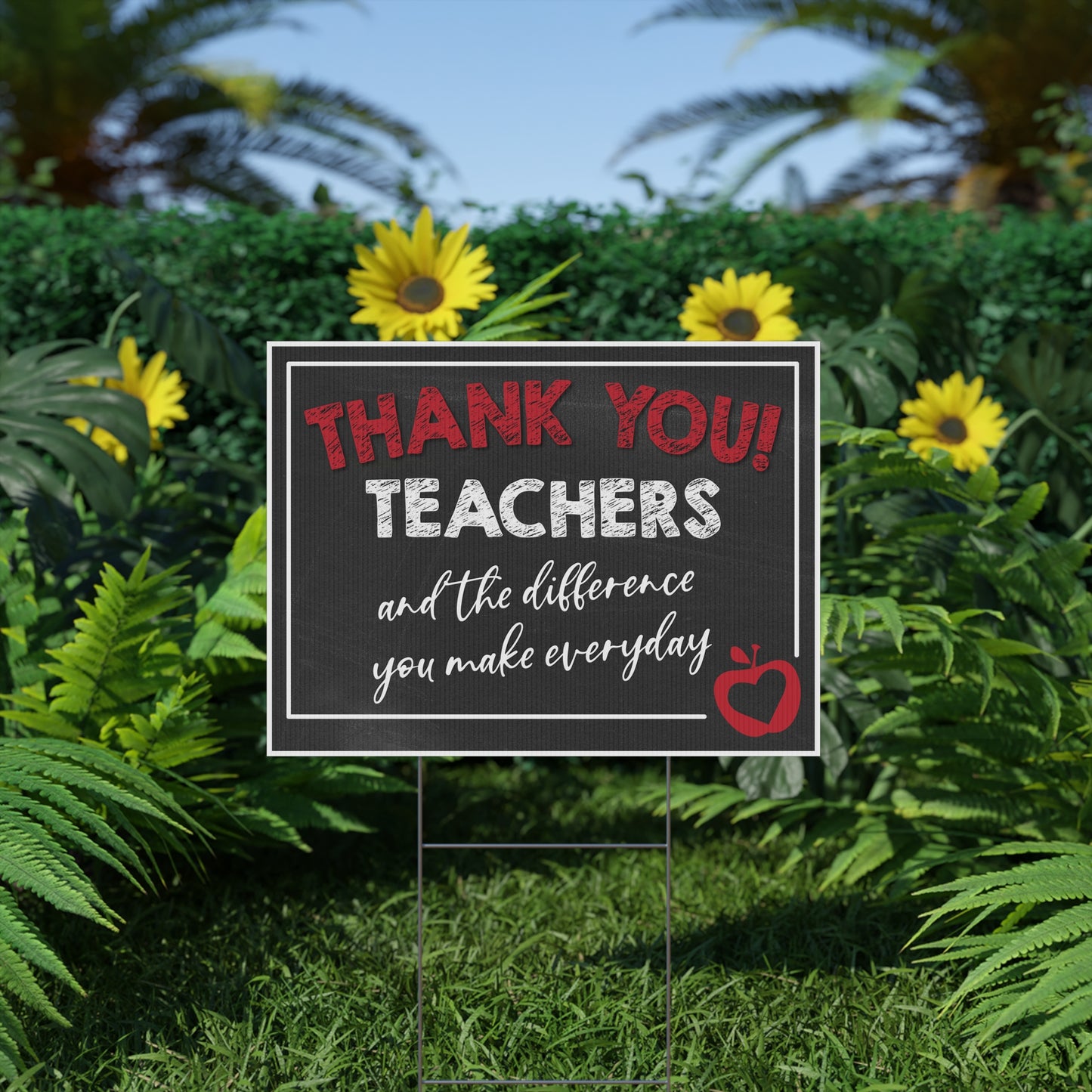 Thank You Teachers Apple Chalkboard Yard Sign