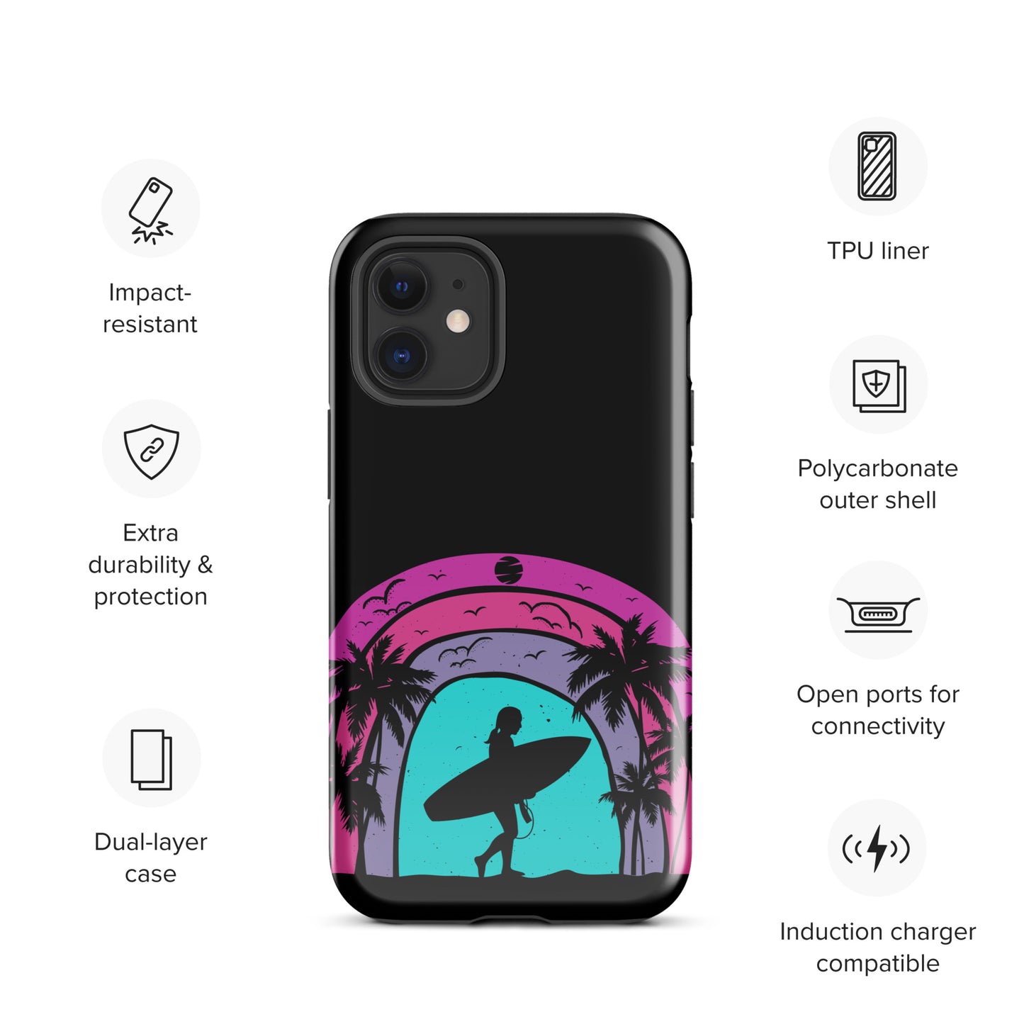 Surfer Girl at Night Tough Case for iPhone® Accessories Protection