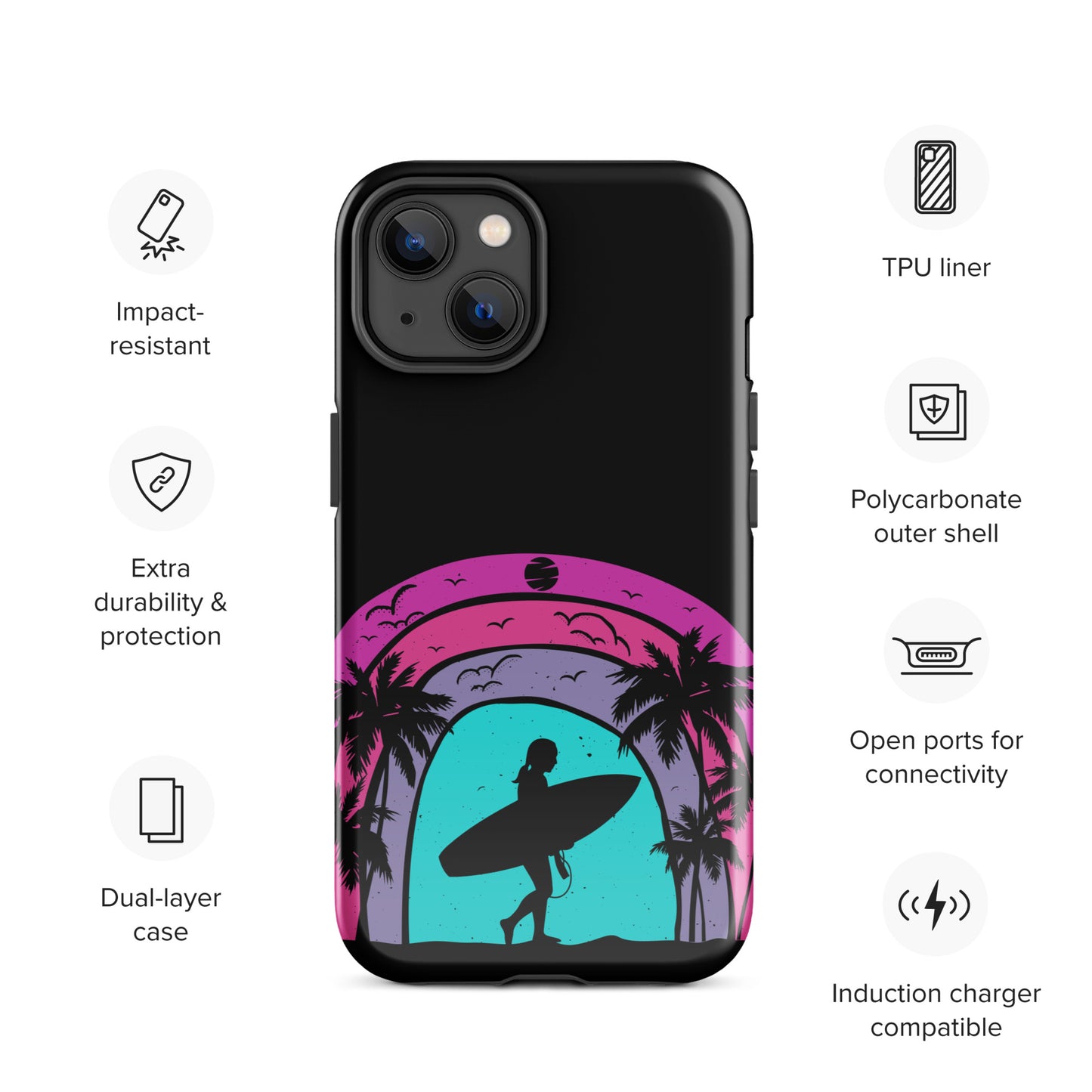 Surfer Girl at Night Tough Case for iPhone® Accessories Protection