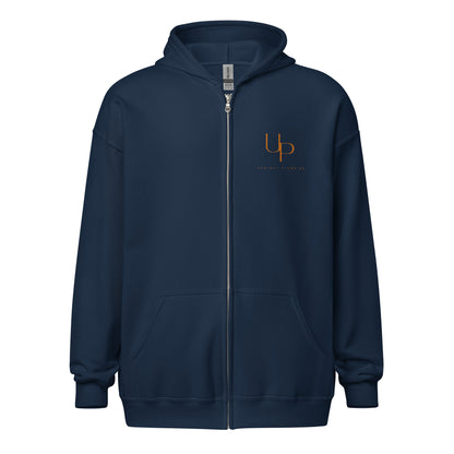 Upright Plumbing Front and Back Print Unisex heavy blend zip hoodie