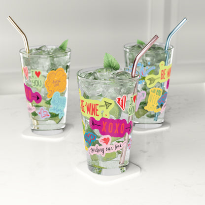 Love Collage Pint Glass, Valentines Day Glasses