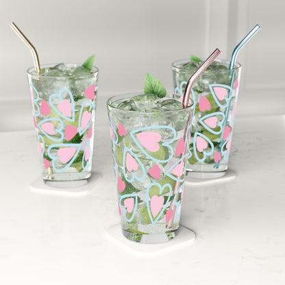 Hearts Pint Glass, Valentines Day Glasses