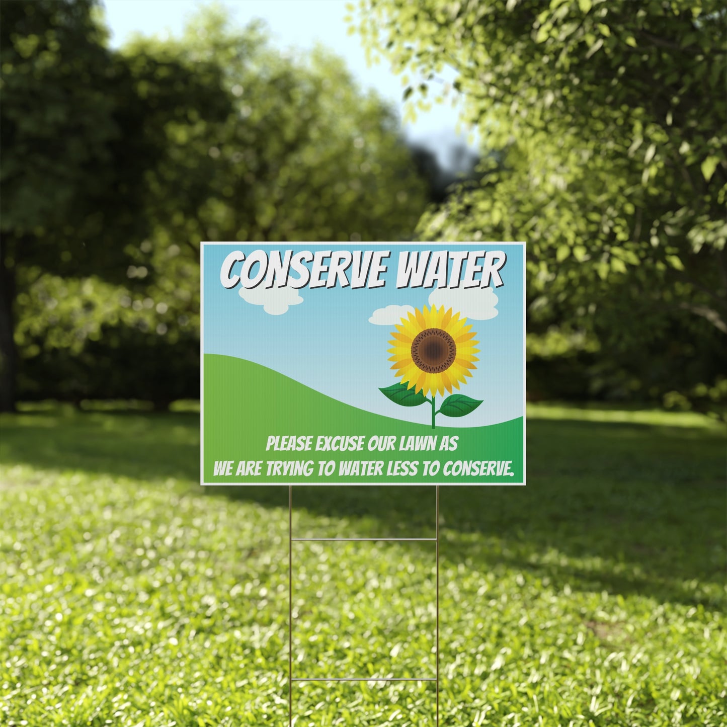 Conserve Water, Save Water, Brown is the New Green, Yard Sign, 18x12, 24x18, 36x24, v2