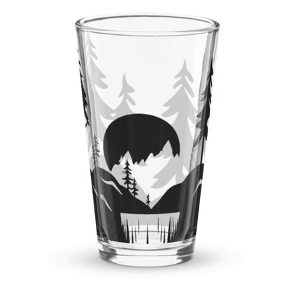 Forest Waterfall Silhouette Pint Glass