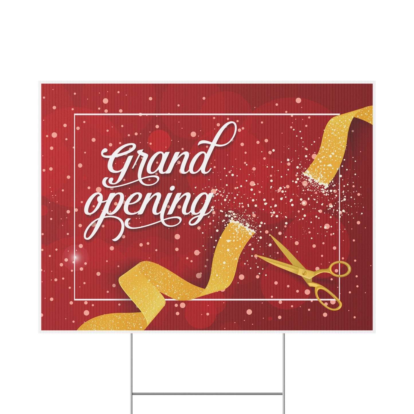 Grand Opening, Yard Sign, 18x12, 24x18, 36x24, Double Sided, H-Stake Included, v1