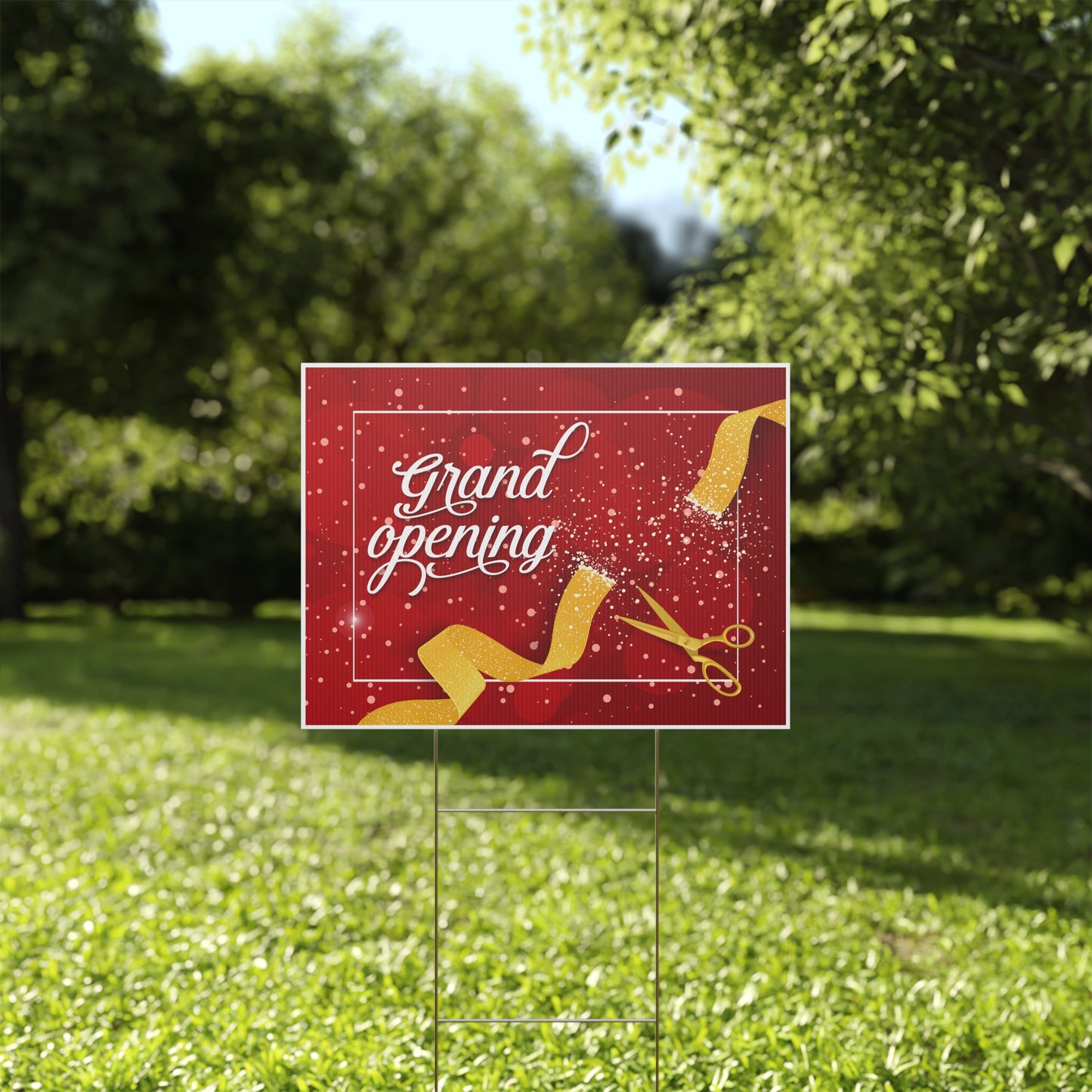 Grand Opening, Yard Sign, 18x12, 24x18, 36x24, Double Sided, H-Stake Included, v1