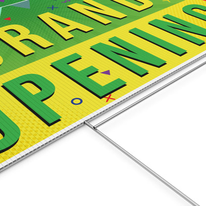 Grand Opening, Yard Sign, 18x12, 24x18, 36x24, Double Sided, H-Stake Included, v2