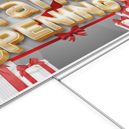 Grand Opening, Yard Sign, 18x12, 24x18, 36x24, Double Sided, H-Stake Included, v3