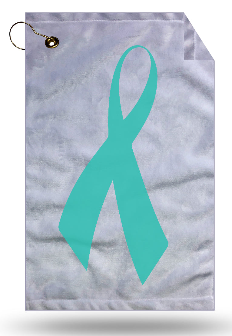 Charity Awareness Ribbon Golf Towel, Microfiber Velour 11x18 Golf Bag Towel with Grommet and Clip