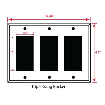 Blue Beach Wood 3 Gang Rocker Decorator Dimmer Wall Plate, 6.34 x 4.5 inches