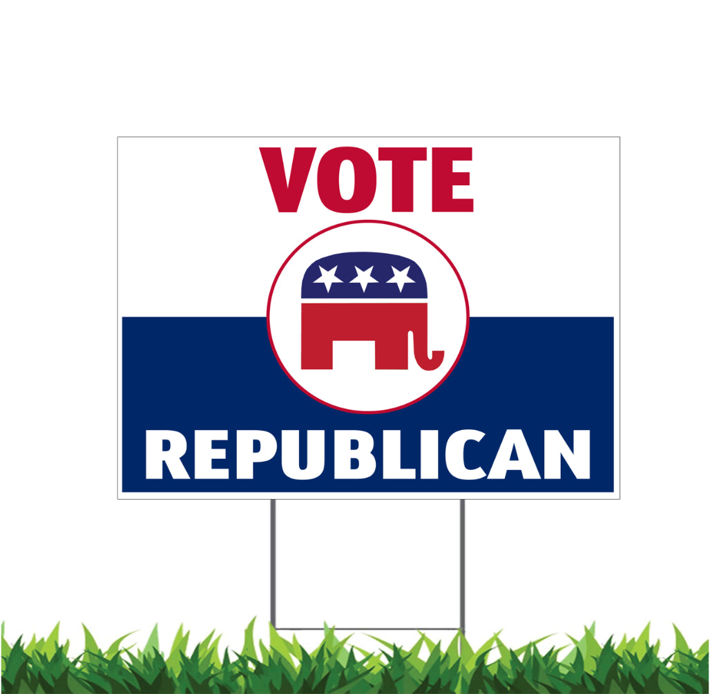 Vote Republican Yard Sign, 18x12, 24x18, 36x24, H-Stake Included, v2
