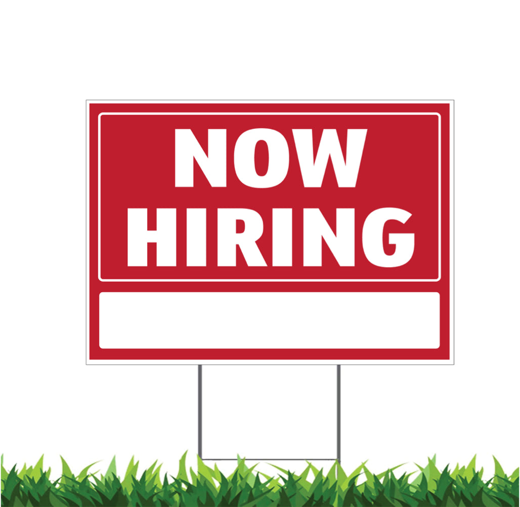 Help Wanted, Write Any Message, Now Hiring, Yard Sign, Printed 2-Sided,18x12, 24x18 or 36x24, Metal H-Stake Included, v6