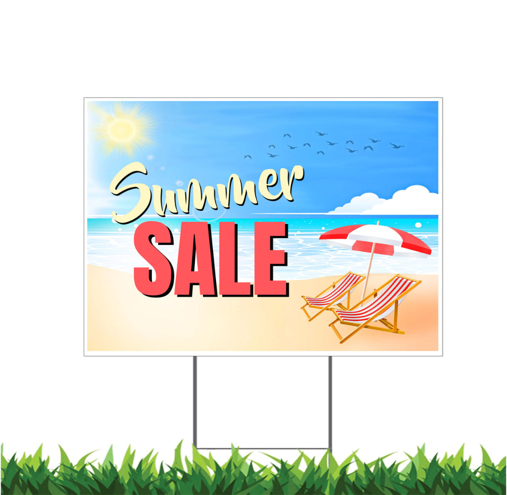 Summer Sale, Retail Storefront Summer Promotion, Yard Sign, 18x12, 24x18, 36x24, v4