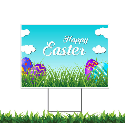 Happy Easter, Easter Bunny, Easter Eggs, Yard Sign, 18x12, 24x18, 36x24, v3