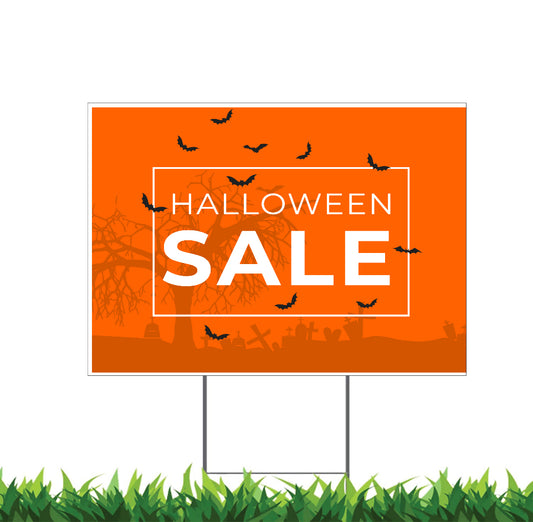 Halloween Sale Sign, Yard Sign, 18x12, 24x18, 36x24, H-Stake Included, v3