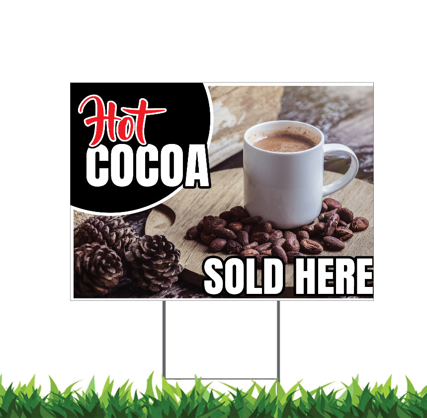 Hot Cocoa, Hot Chocolate Yard Sign, 18x12, 24x18, 36x24, H-Stake Included, v2