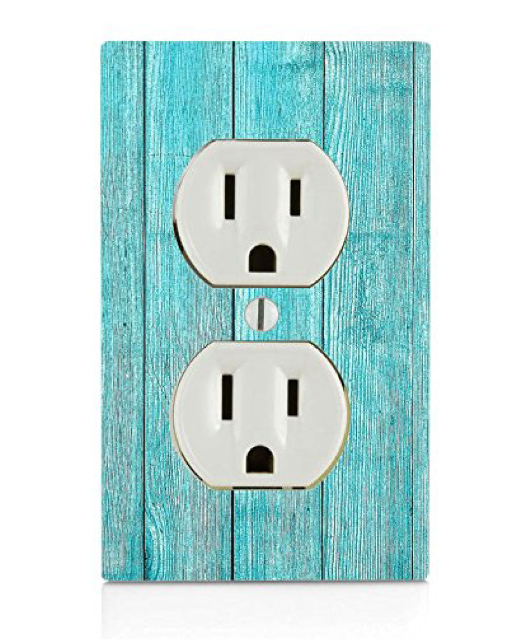 Blue Beach Wood, Plastic Electrical Outlet Wall Plate, 2.75 x 4.5 inches