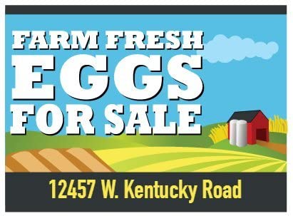 Custom Farm Fresh Eggs For Sale Yard Sign 24 x 36-inch (Outdoor, Weatherproof Corrugated Plastic) Metal H-Stake Included v1