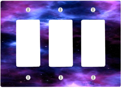 Galaxy Nebula Universe Space 3 Gang Rocker Decorator Dimmer Wall Plate, 6.34 x 4.5 inches