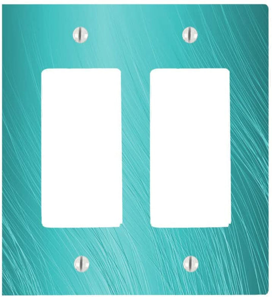 Wavy Lines Design, Double Gang Rocker Decorator Dimmer Wall Plate, Blue Teal Aqua, 4.75 x 4.69 inches