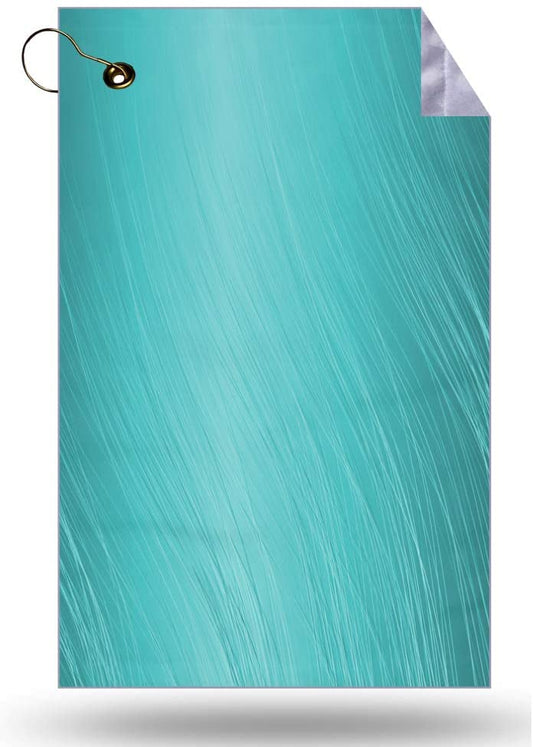 Wavy Lines Design Blue Teal Aqua Background Microfiber Velour 11x18 Golf Bag Towel with Grommet and Clip