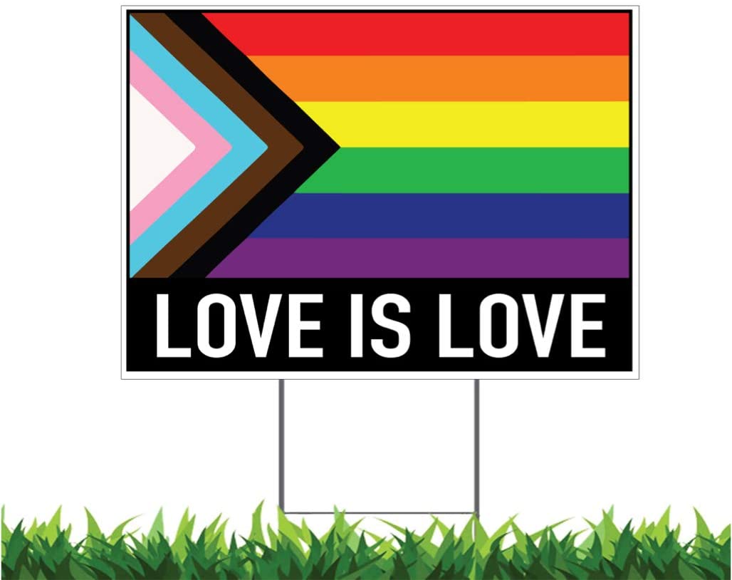 Love Is Love, v3, 18x12, 24x18, 36x24 inch Yard Sign (Outdoor, Weatherproof Corrugated Plastic) Metal H-Stake Included