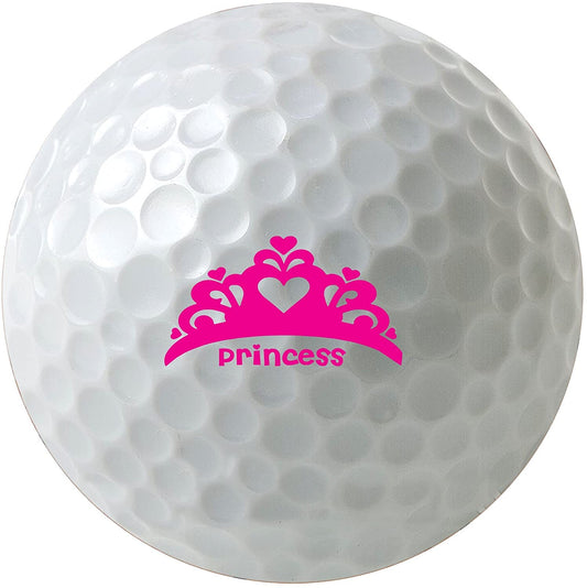 Princess Crown Hot Pink Tiara 3-Pack Printed White Golf Balls