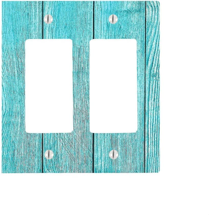 Blue Beach Wood, Double Gang Rocker Decorator Dimmer Wall Plate, 4.75 x 4.69 inches