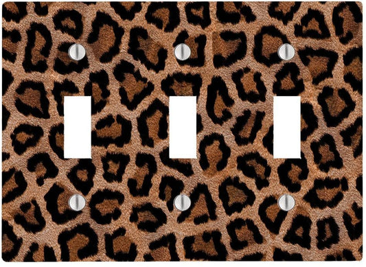 Leopard Print Design Pattern 3 Toggle Electrical Switch Wall Plate (6.56 x 4.69in)
