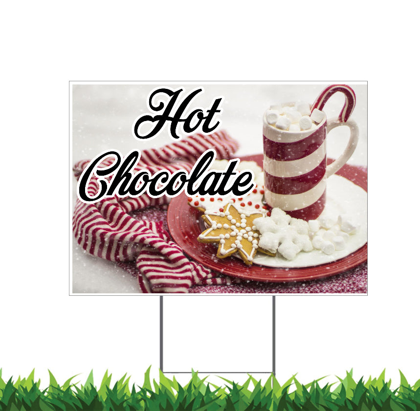 Hot Chocolate, Hot Cocoa Yard Sign, Holiday Cookies, 18x12, 24x18, 36x24, H-Stake Included, v3